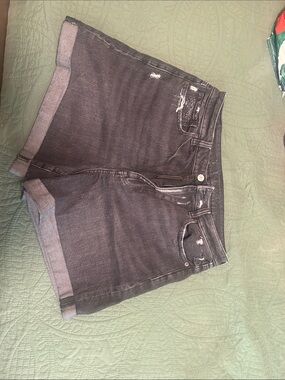 American Eagle Outfitters Black Rolled-Hem Denim Shorts